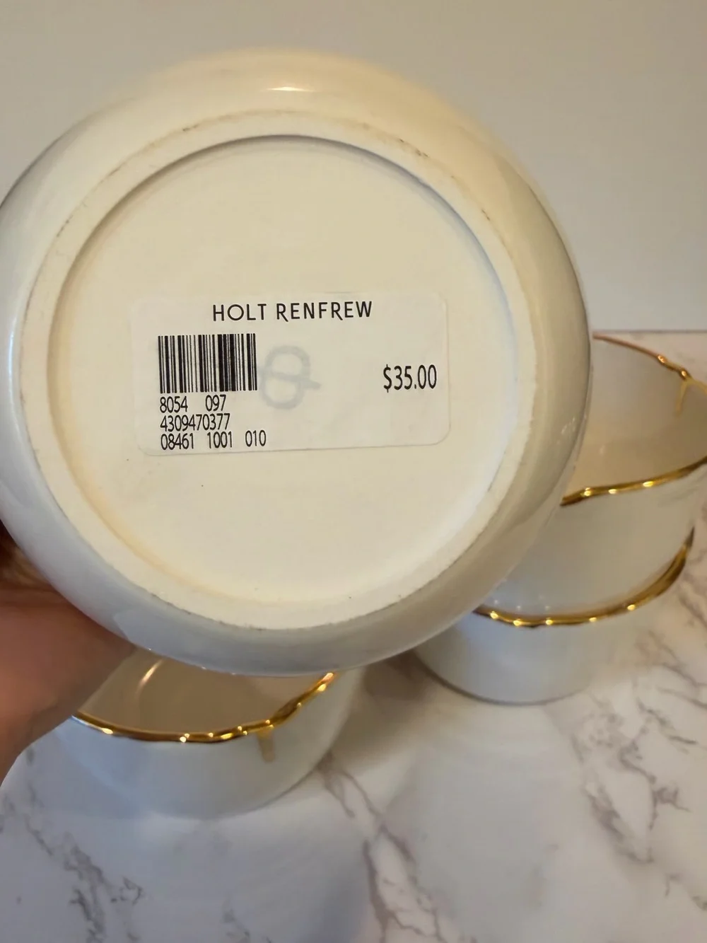 Set of 4 White Porcelain Bowls Gold Trim Organic Wavy Edge NWT